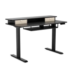 Stehpult elektrisch mit Ablage + Tastaturfach schwarz 120 x 60 cm