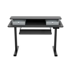 Stehpult elektrisch mit Ablage + Tastaturfach schwarz 120 x 60 cm