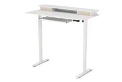 Stehpult elektrisch mit Ablage + Tastaturfach weiss 140 x 70 cm