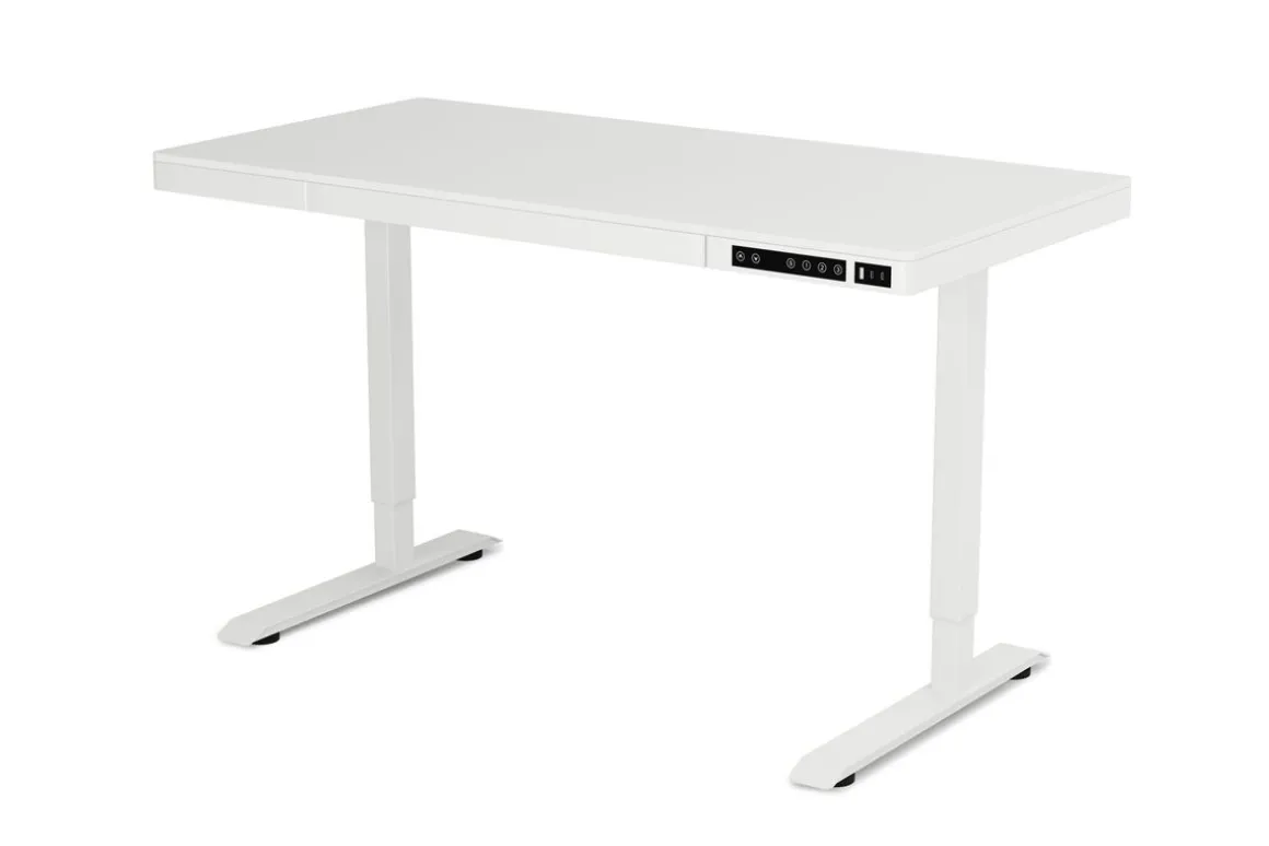 Stehpult elektrisch mit Schublade weiss 120 x 60 cm