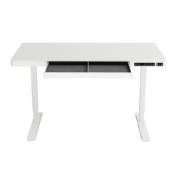 Stehpult elektrisch mit Schublade weiss 120 x 60 cm