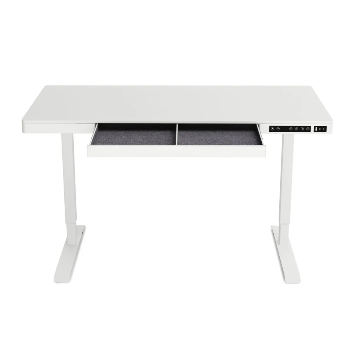 Stehpult elektrisch mit Schublade weiss 120 x 60 cm