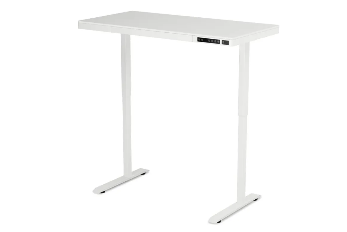 Stehpult elektrisch mit Schublade weiss 120 x 60 cm