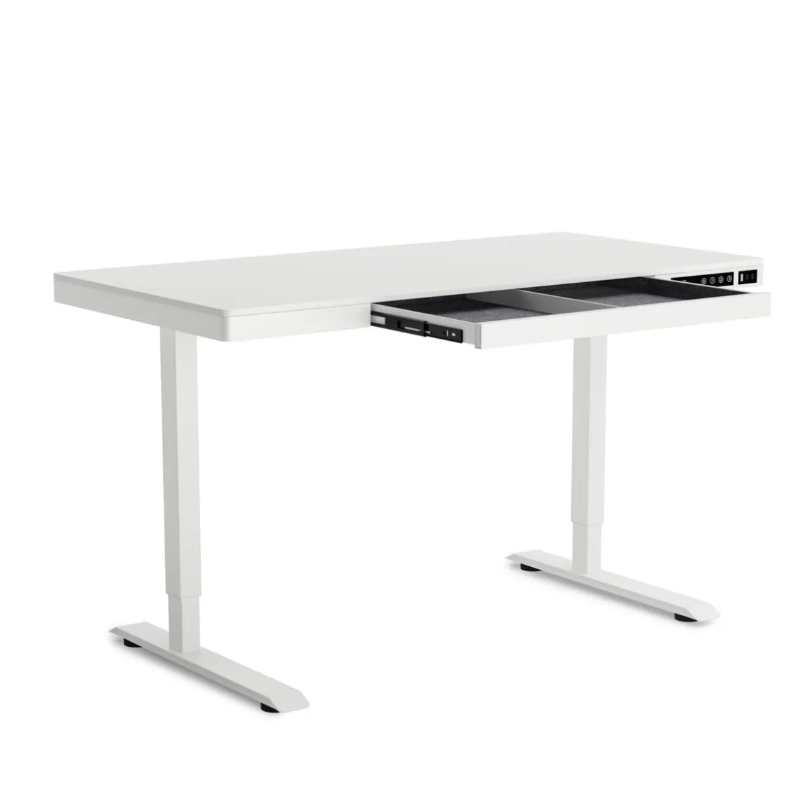 Stehpult elektrisch mit Schublade weiss 120 x 60 cm