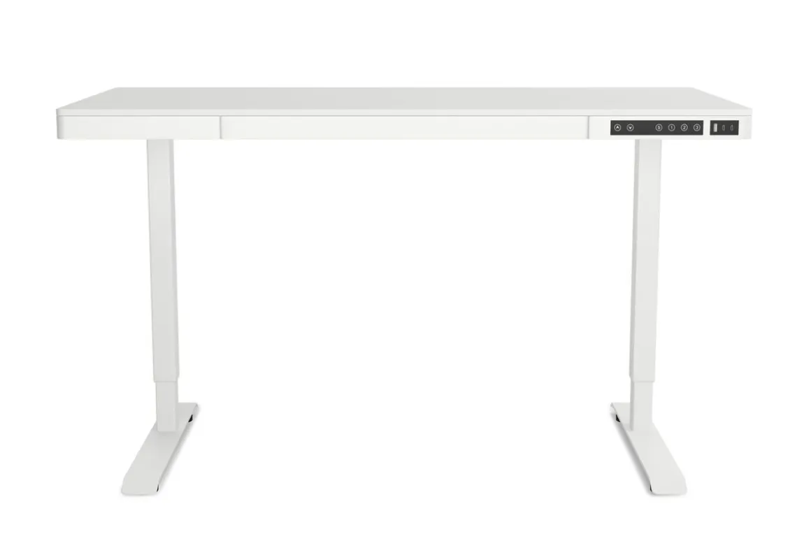 Stehpult elektrisch mit Schublade weiss 120 x 60 cm