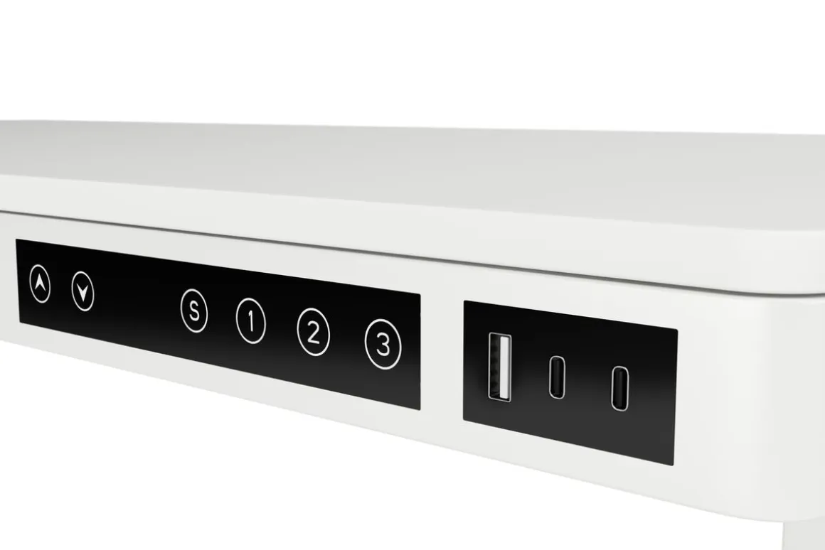 Stehpult elektrisch mit Schublade weiss 120 x 60 cm