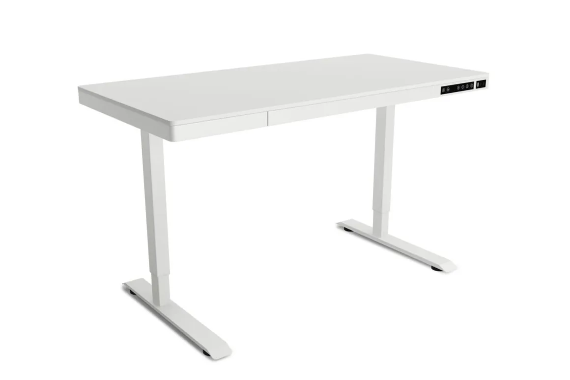 Stehpult elektrisch mit Schublade weiss 120 x 60 cm