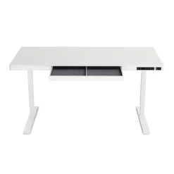 Stehpult elektrisch mit Schublade weiss 140 x 70 cm