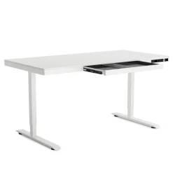 Stehpult elektrisch mit Schublade weiss 140 x 70 cm