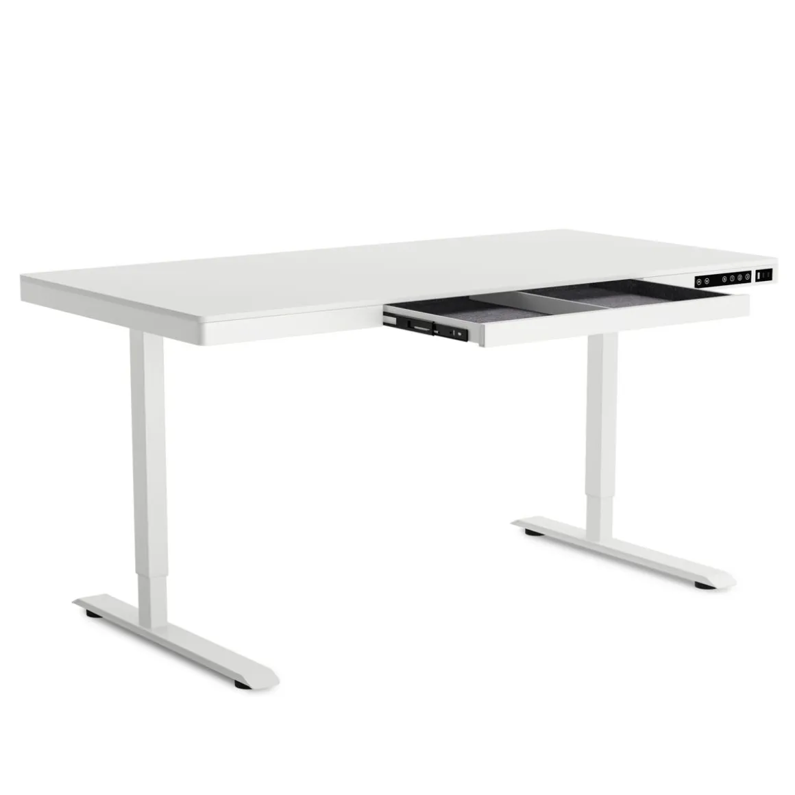 Stehpult elektrisch mit Schublade weiss 140 x 70 cm