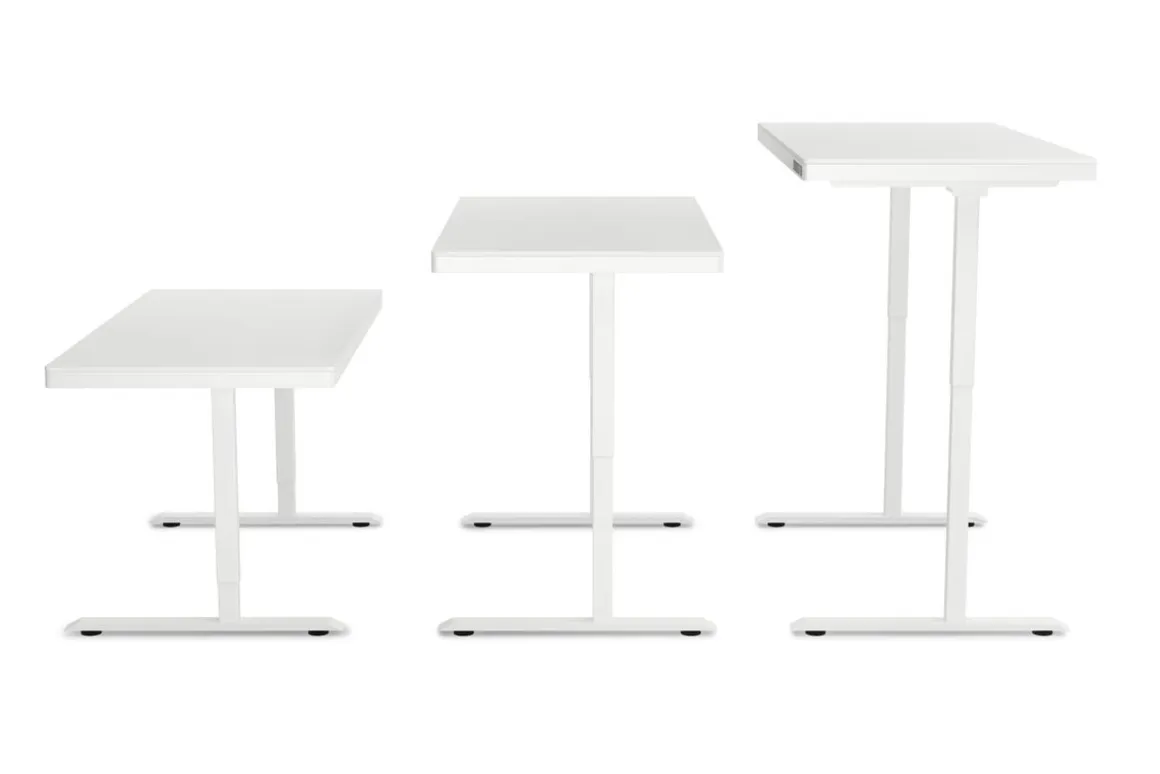 Stehpult elektrisch mit Schublade weiss 140 x 70 cm