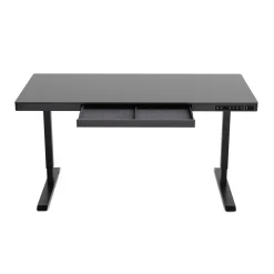 Stehpult elektrisch mit Schublade schwarz 140 x 70 cm