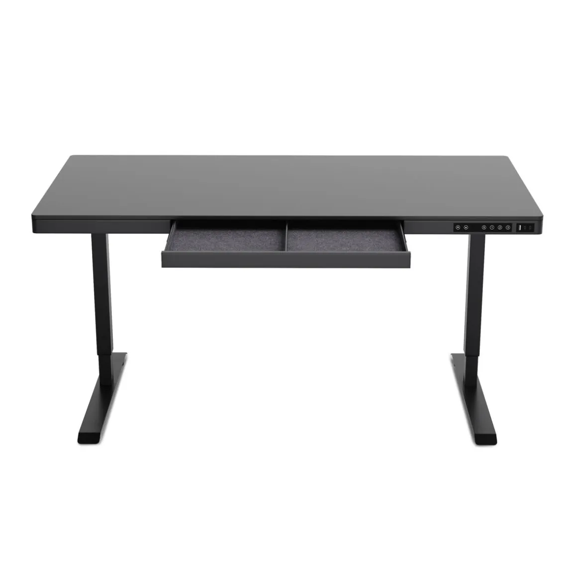 Stehpult elektrisch mit Schublade schwarz 140 x 70 cm