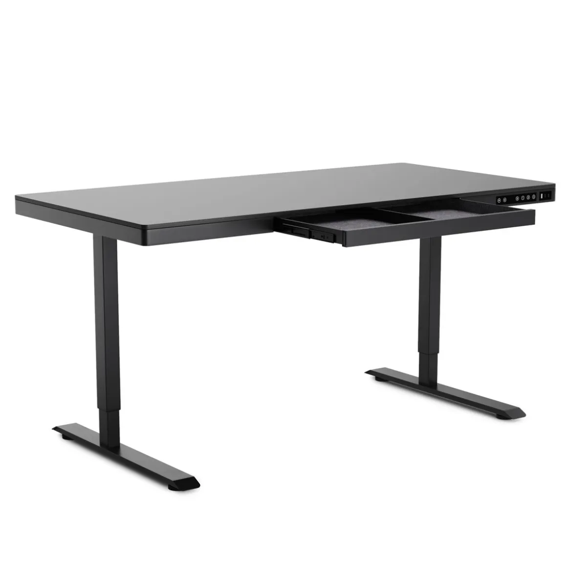 Stehpult elektrisch mit Schublade schwarz 140 x 70 cm