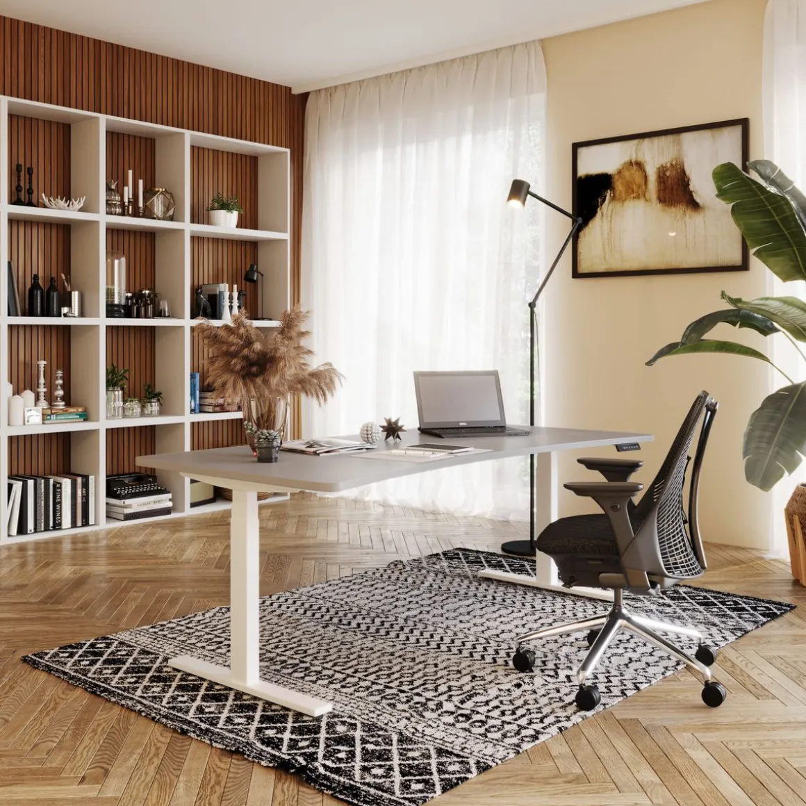 Stehpult elektrisch PREMIUM grau/weiss 200 x 92 cm