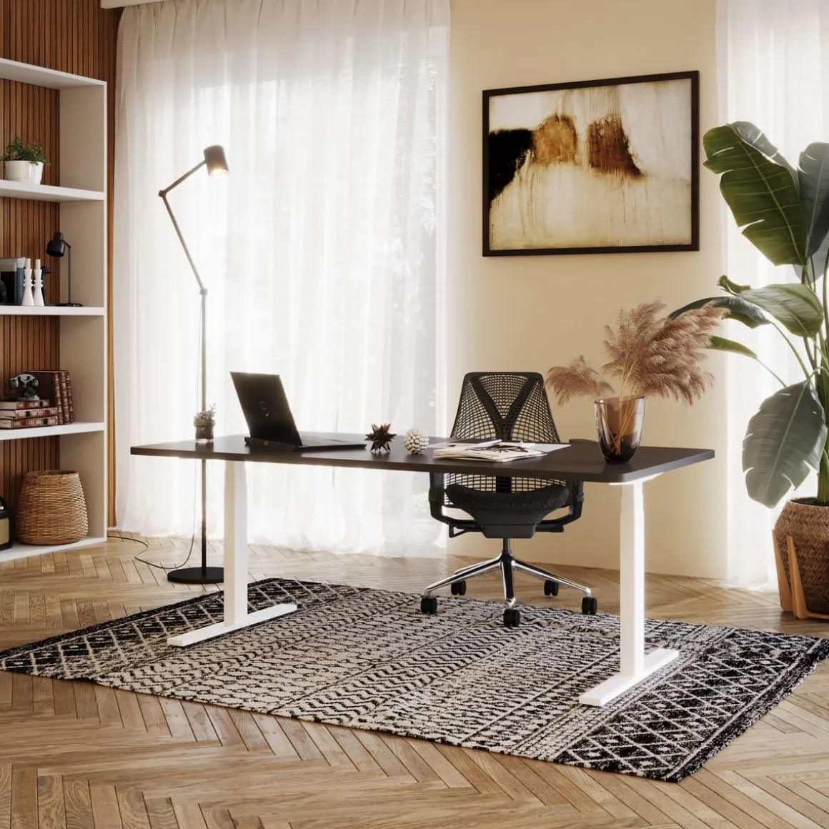 Stehpult elektrisch PREMIUM schwarz/weiss 180 x 90 cm