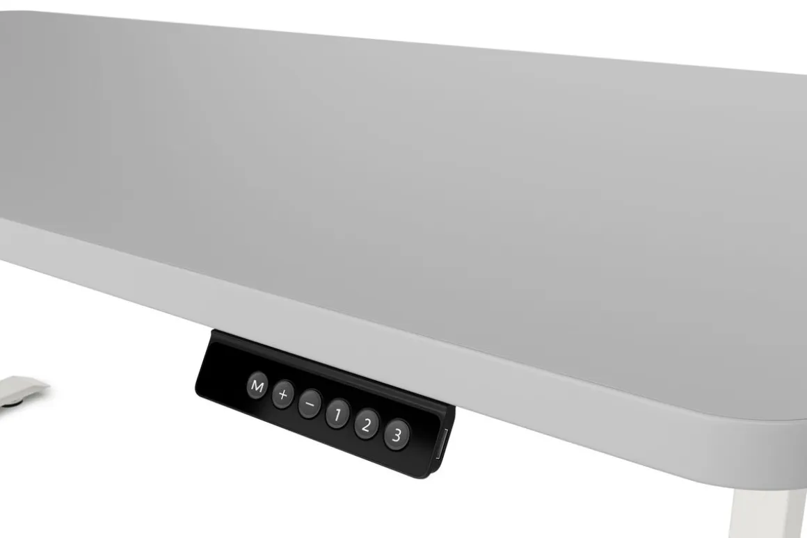 Stehpult elektrisch PREMIUM grau/weiss 160 x 80 cm