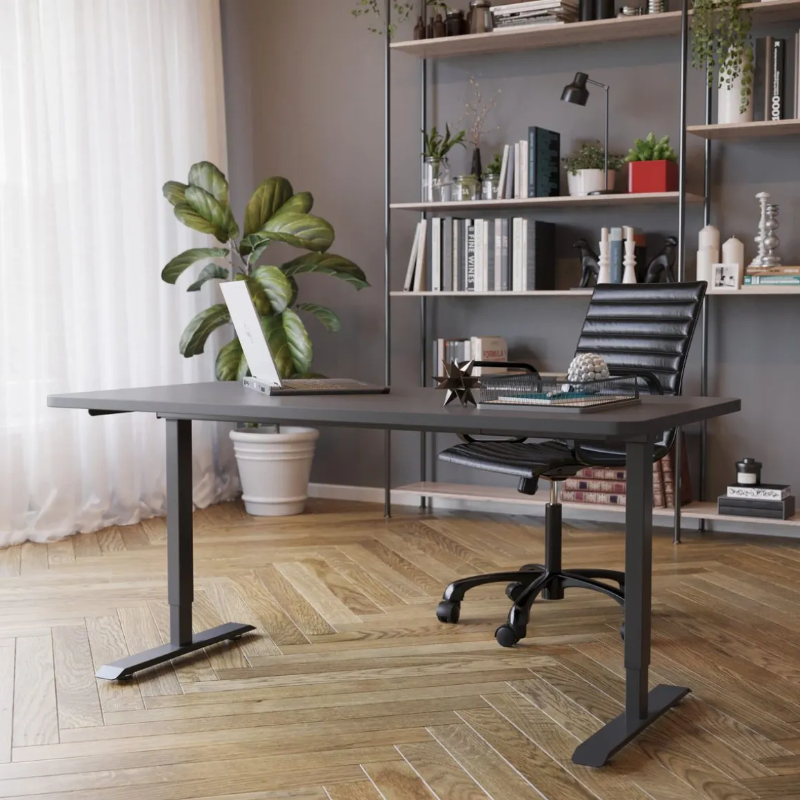 Stehpult elektrisch PREMIUM schwarz 140 x 70 cm