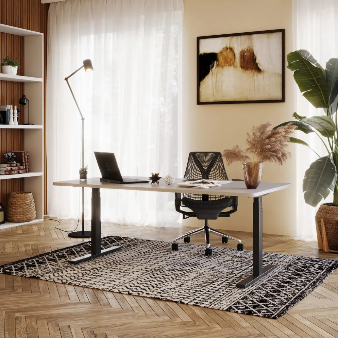 Stehpult elektrisch PREMIUM grau/schwarz 180 x 90 cm