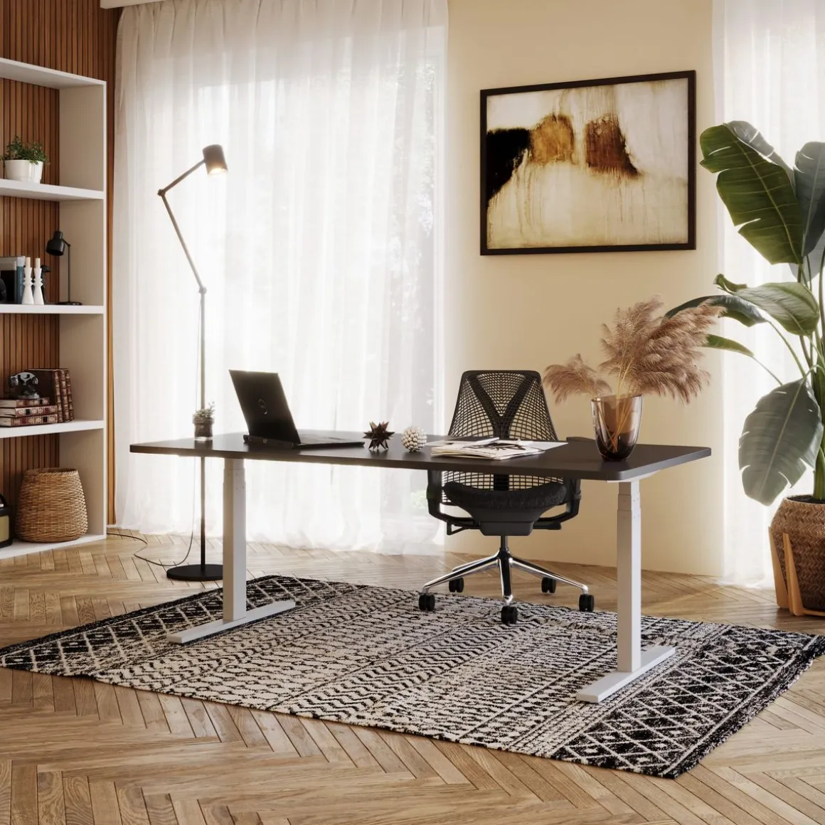 Stehpult elektrisch PREMIUM schwarz/grau 180 x 90 cm