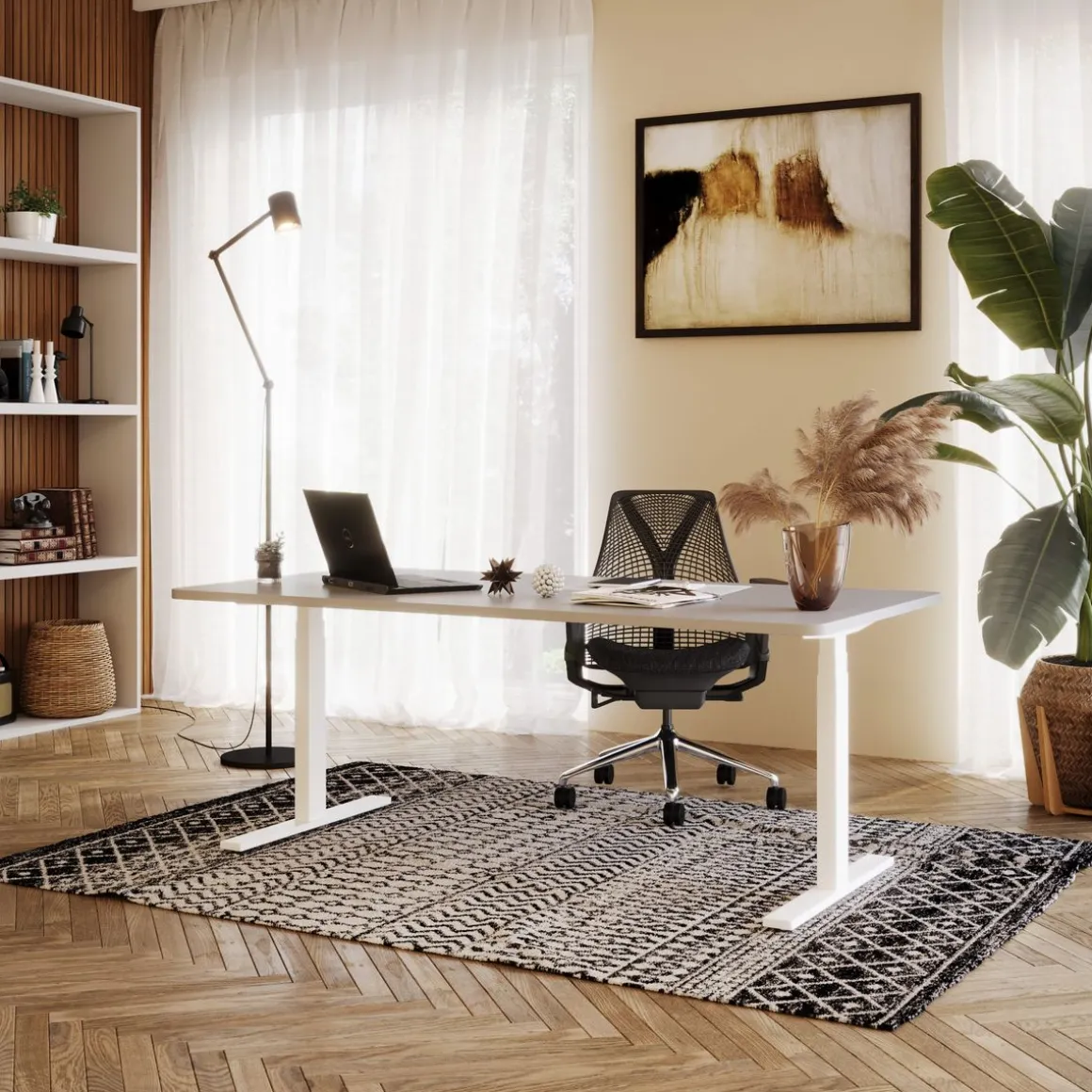 Stehpult elektrisch PREMIUM grau/weiss 180 x 90 cm