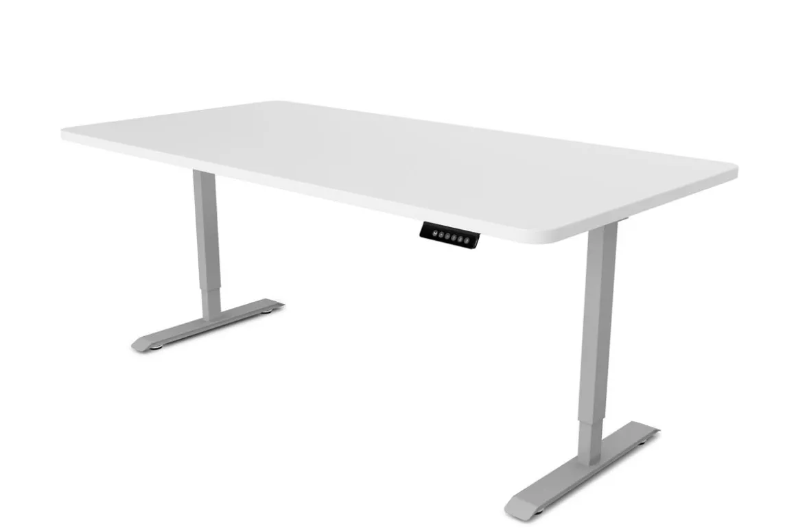 Stehpult elektrisch PREMIUM weiss/grau 160 x 80 cm