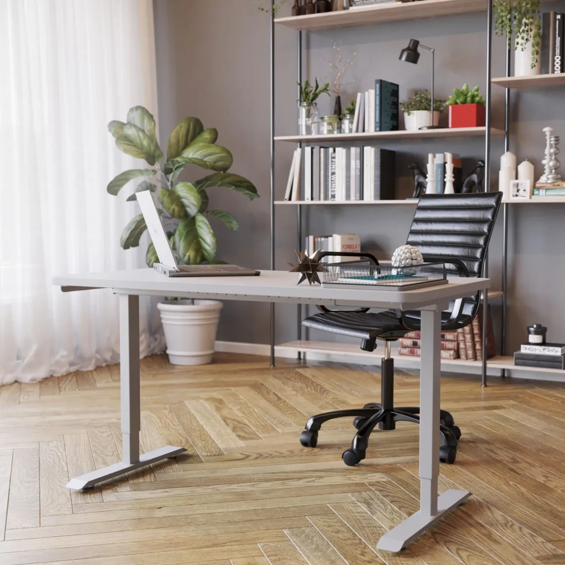 Stehpult elektrisch PREMIUM grau 120 x 60 cm