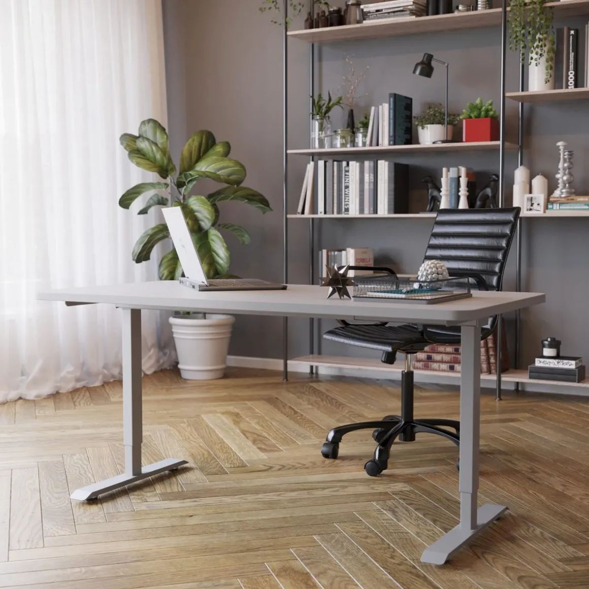 Stehpult elektrisch PREMIUM grau 140 x 70 cm