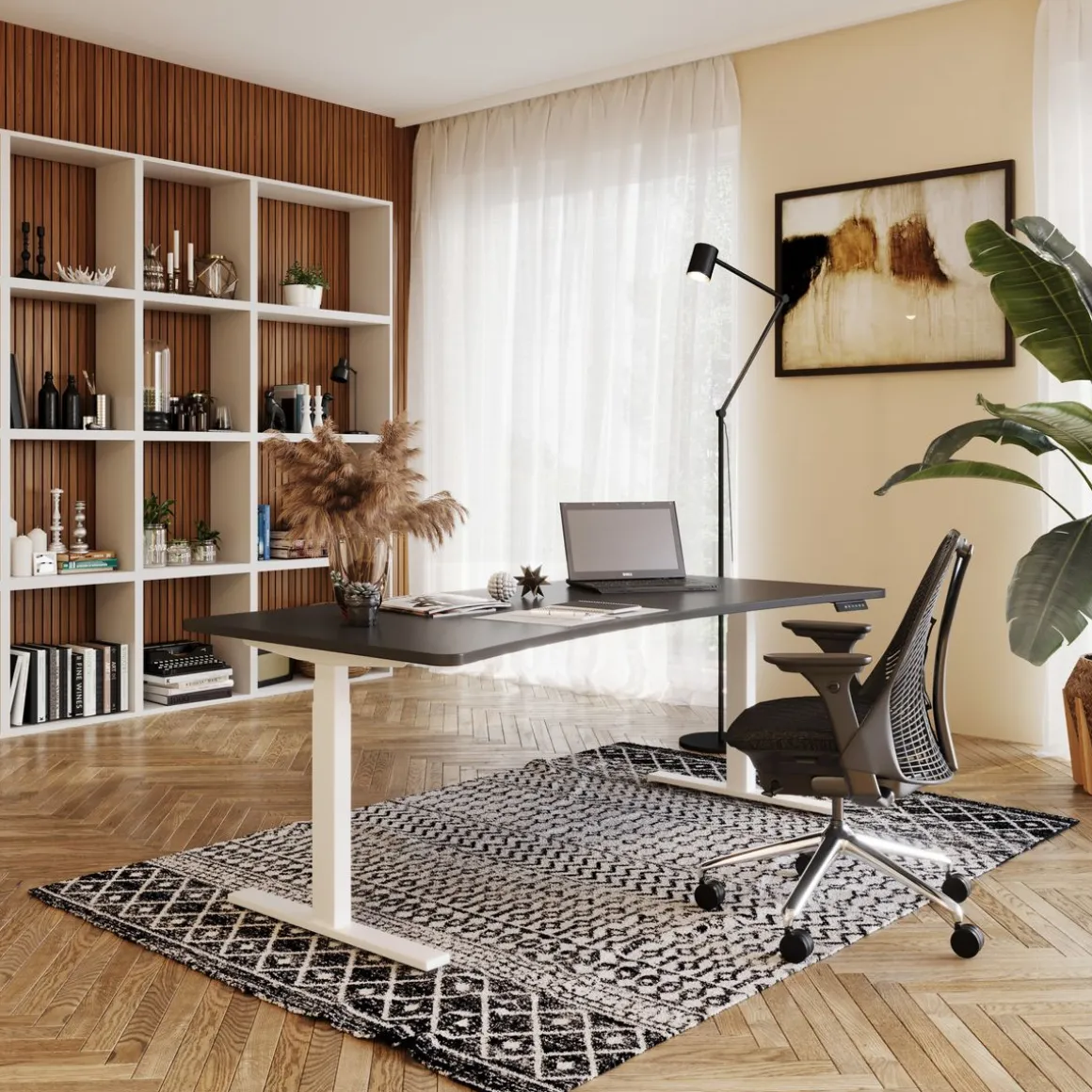 Stehpult elektrisch PREMIUM schwarz/weiss 200 x 92 cm