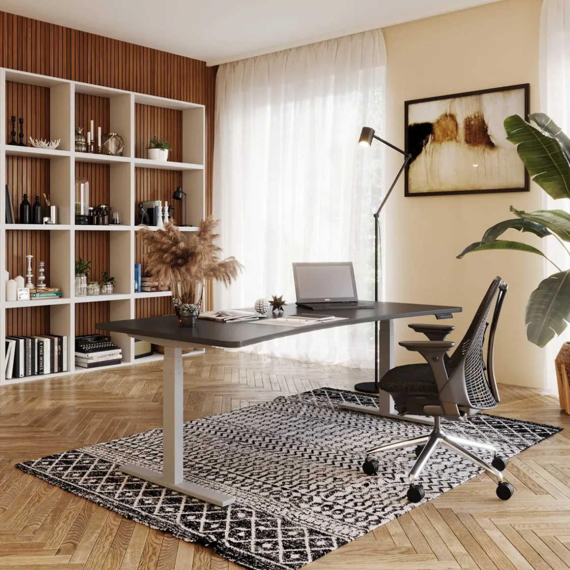 Stehpult elektrisch PREMIUM schwarz/grau 200 x 92 cm