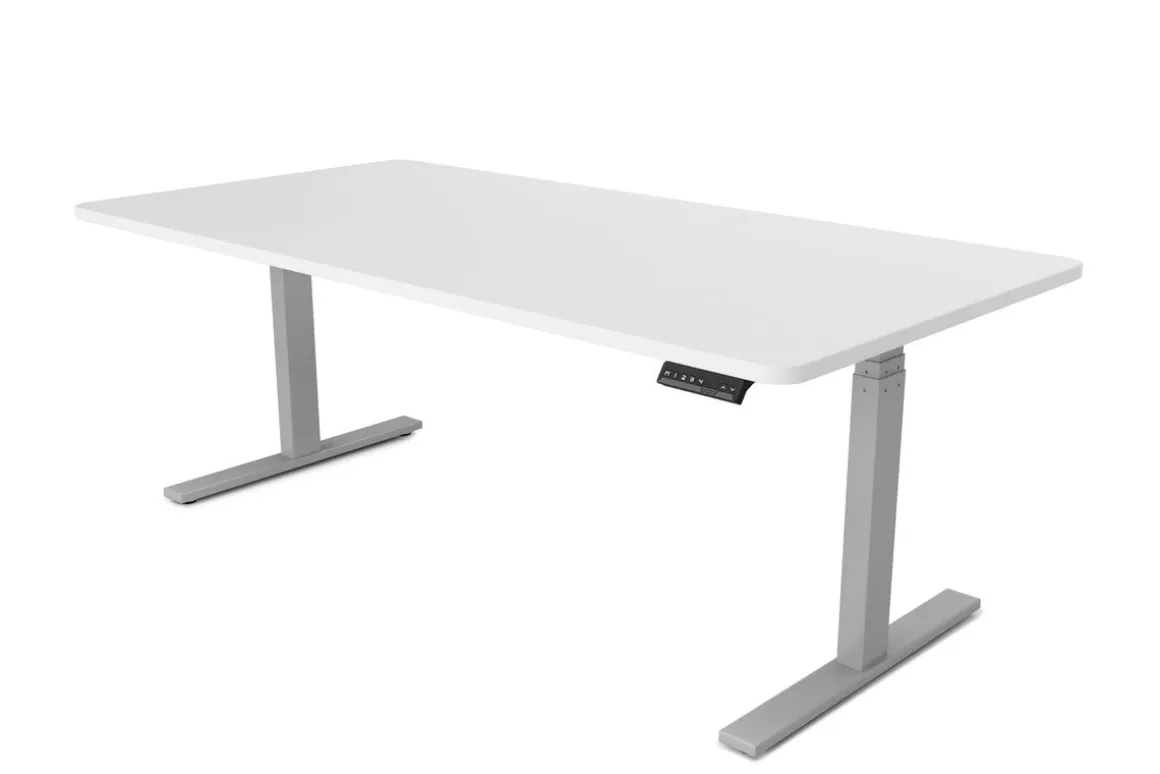 Stehpult elektrisch PREMIUM weiss/grau 180 x 90 cm
