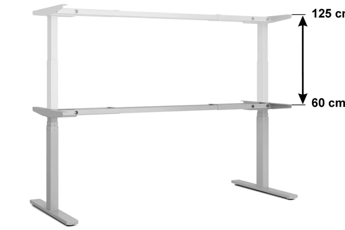 Stehpult elektrisch PREMIUM weiss/grau 180 x 90 cm