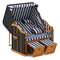 Strandkorb blau/weiss