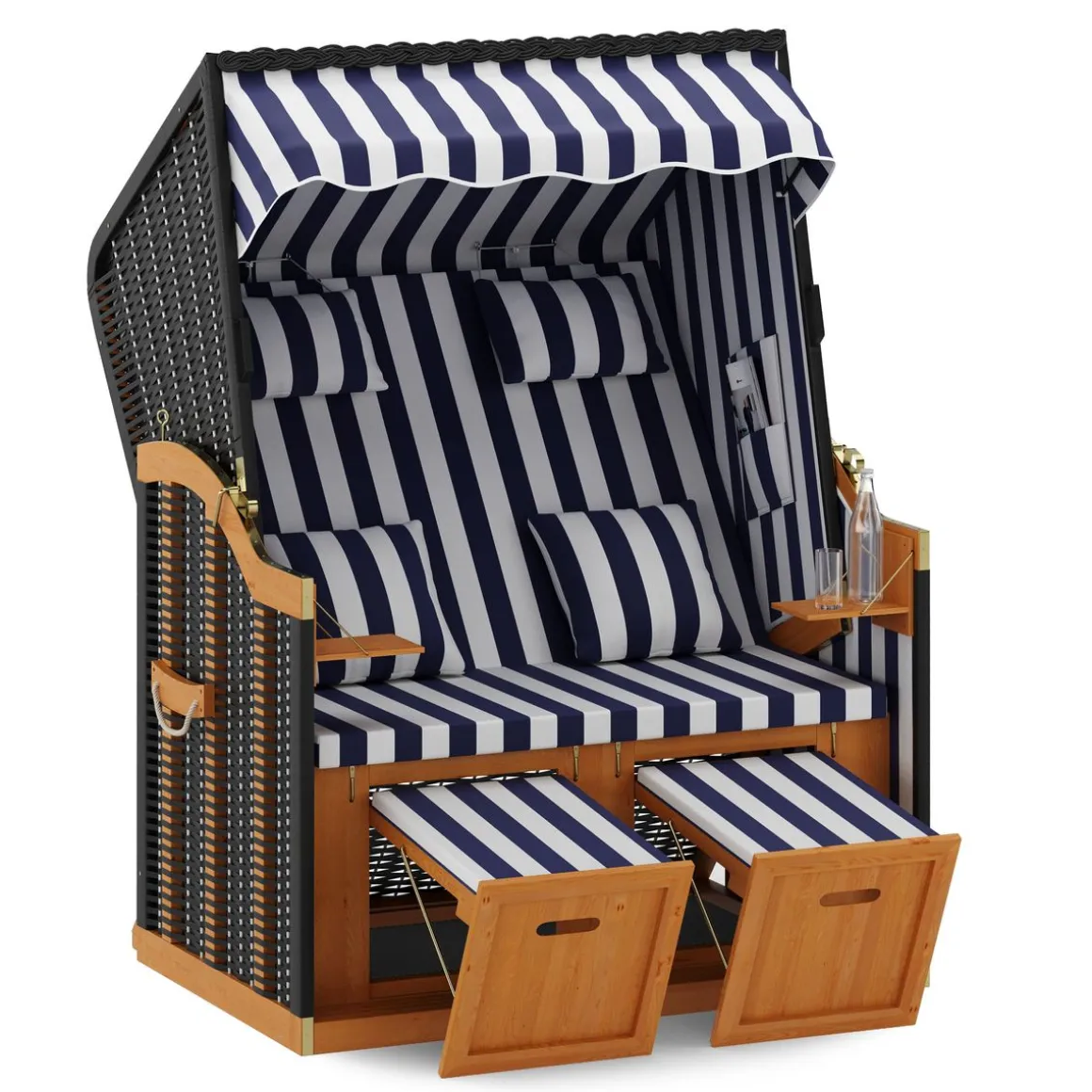 Strandkorb blau/weiss