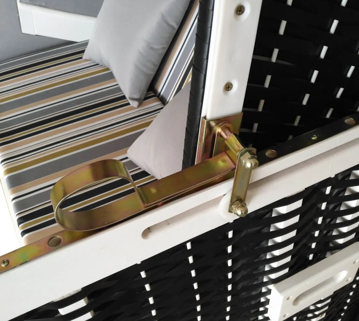 Strandkorb grau/weiss/beige