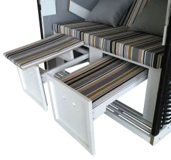 Strandkorb grau/weiss/beige