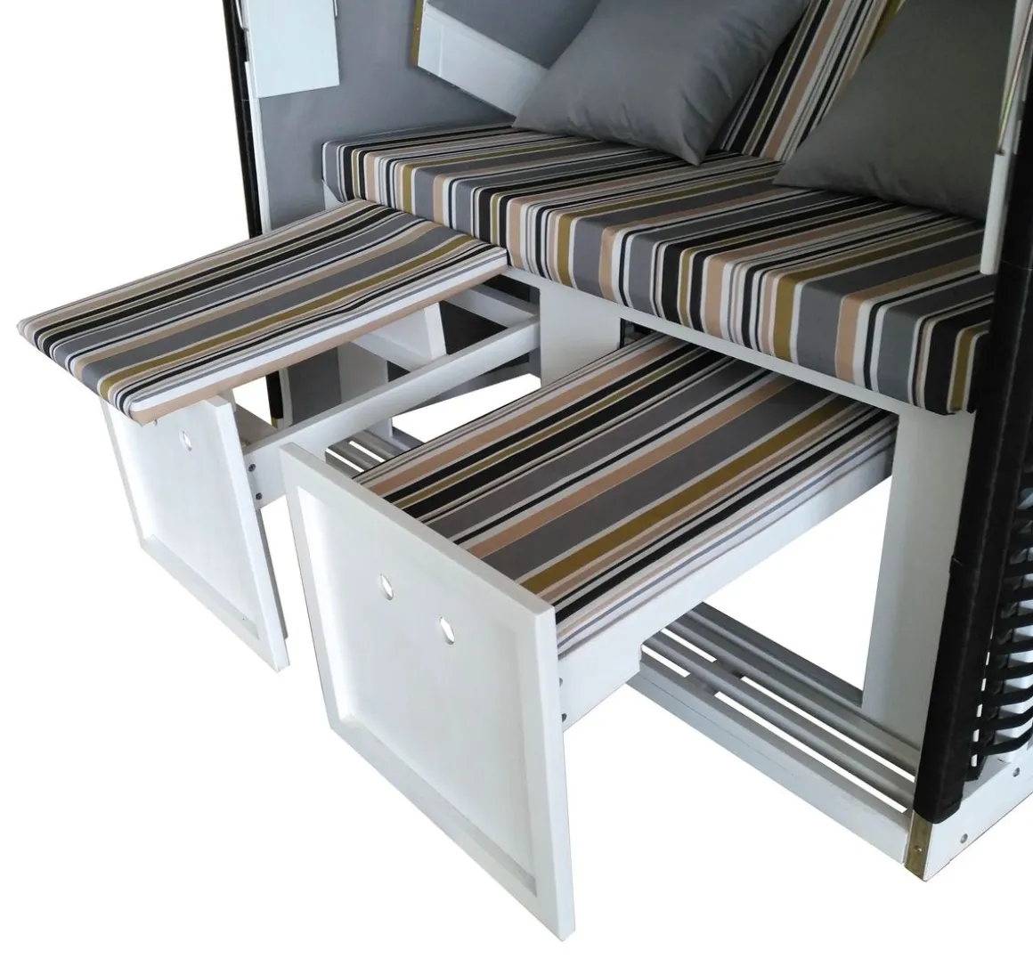 Strandkorb grau/weiss/beige