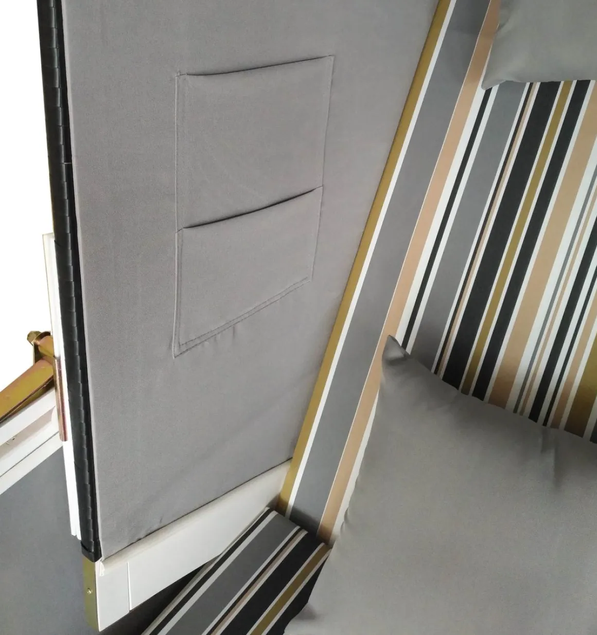 Strandkorb grau/weiss/beige