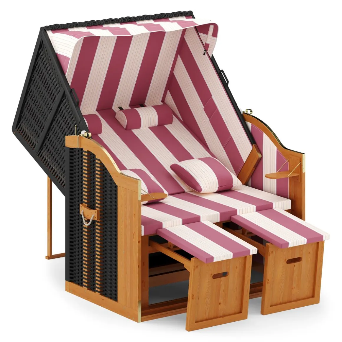 Strandkorb 2-Sitzer rot/weiss