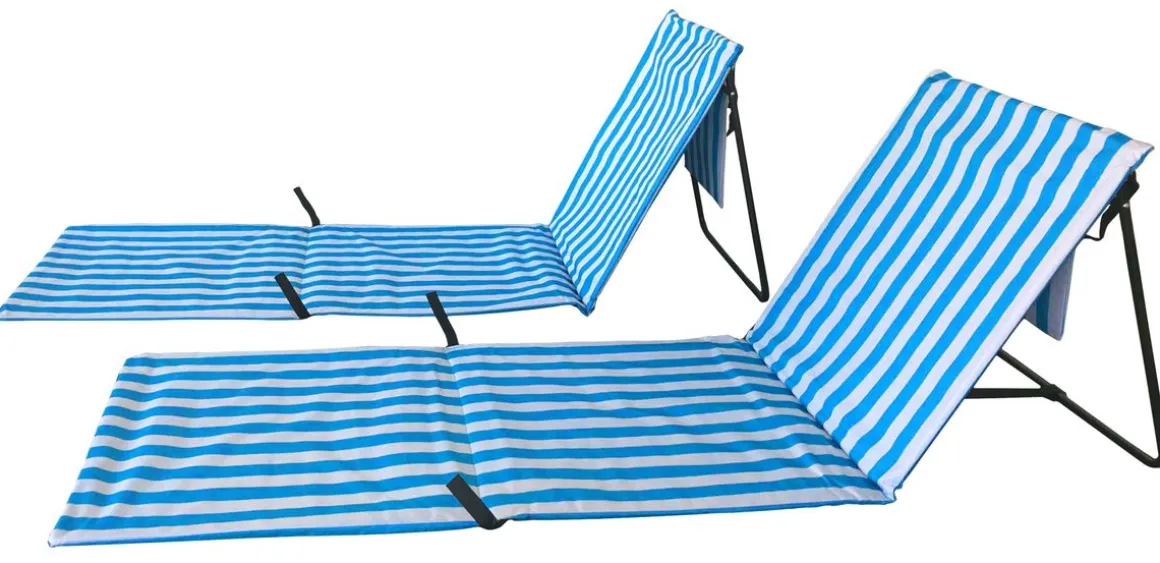 Strandmatte 2er Set blau/weiss