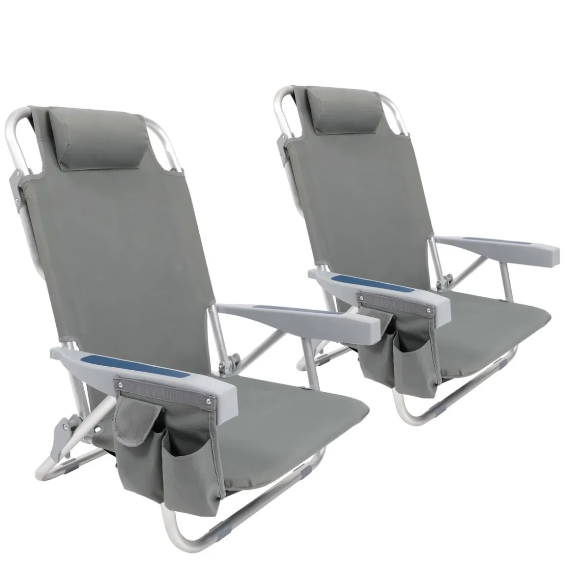 Strandstuhl klappbar 2er Set grau