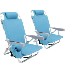 Strandstuhl klappbar 2er Set hellblau