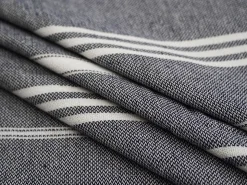 Strandtuch Baumwolle 100 x 180 cm 2er Set dunkelblau/weiss