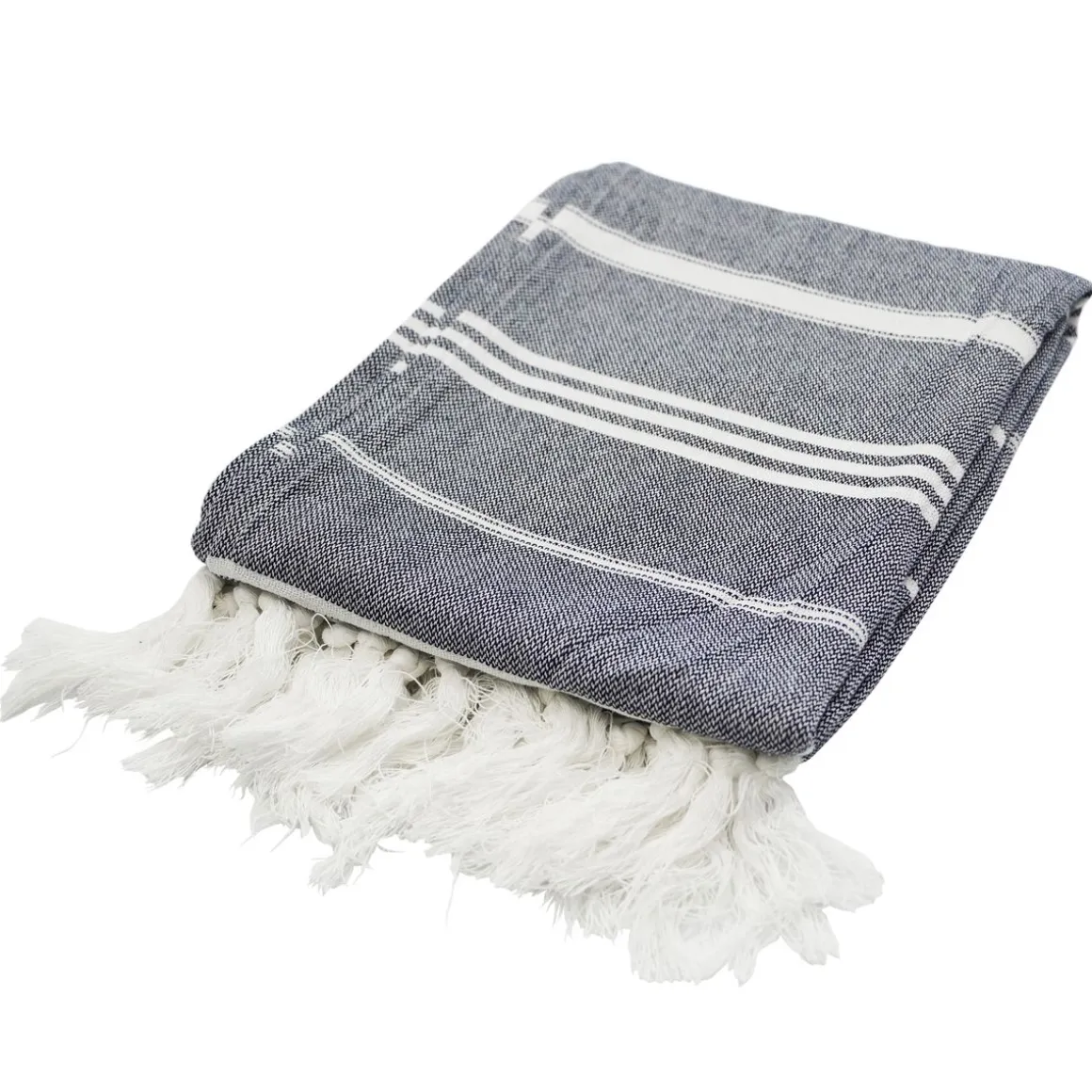 Strandtuch Baumwolle 100 x 180 cm 2er Set dunkelblau/weiss