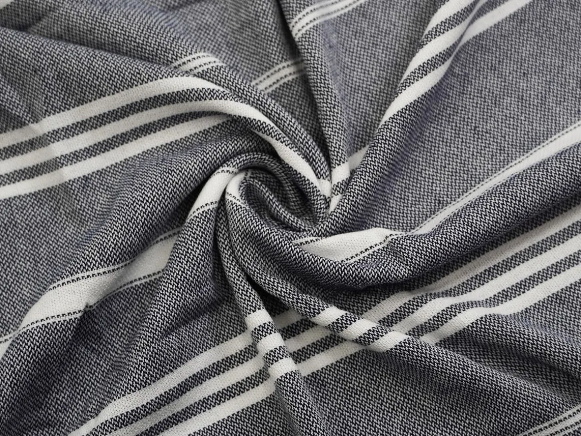 Strandtuch Baumwolle 100 x 180 cm 2er Set dunkelblau/weiss