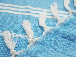 Strandtuch Baumwolle 100 x 180 cm 2er Set blau/weiss