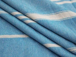 Strandtuch Baumwolle 100 x 180 cm 2er Set blau/weiss