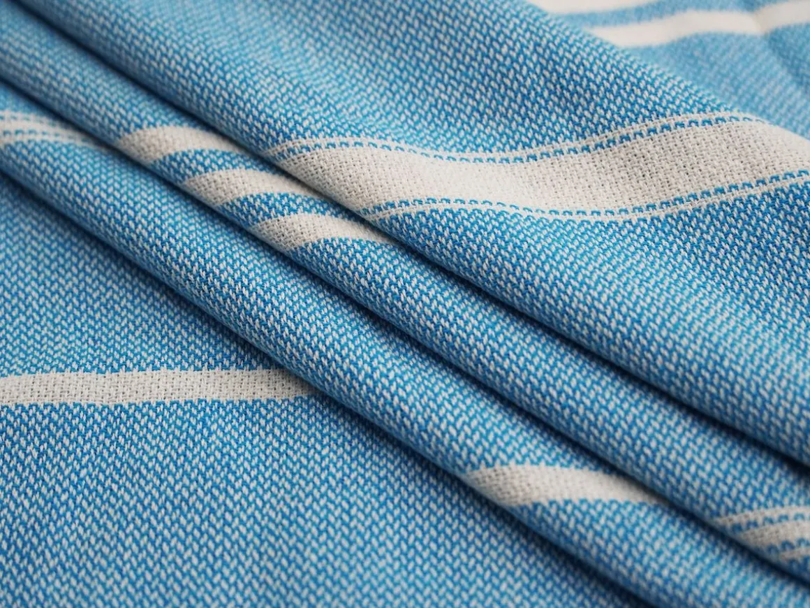 Strandtuch Baumwolle 100 x 180 cm 2er Set blau/weiss