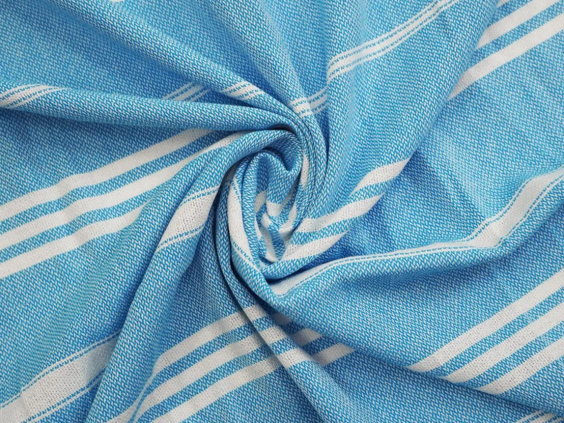 Strandtuch Baumwolle 100 x 180 cm 2er Set blau/weiss