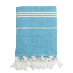 Strandtuch Baumwolle 100 x 180 cm 2er Set blau/weiss